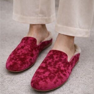Anthropologie Ronda Pink Velvet Slippers (Like Birdies) | Size 10